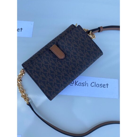 Michael Kors phone crossbody jet set travel medium MK signature brown - Picture 10 of 10